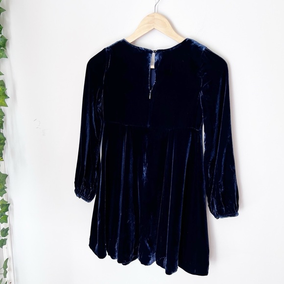 Polo by Ralph Lauren Kids Deep Blue Silk Velvet Dress, Holiday, Hanukkah, Soft - Picture 2 of 7